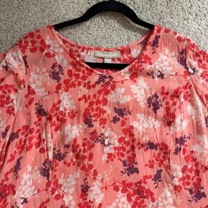 Short Sleeve Crinkle Maxi Dress Pink Coral Floral Plus Size Dress Woman Within